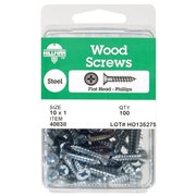 HILLMAN Wood Screw, #8, 1-1/2 in, Zinc Plated Steel Flat Head Phillips Drive, 5 PK 40830